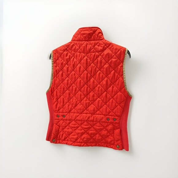 Ralph Lauren Women Red Quilted Vest Sz L Oversized Pony Logo Puff Preppy Retro - Picture 2 of 5